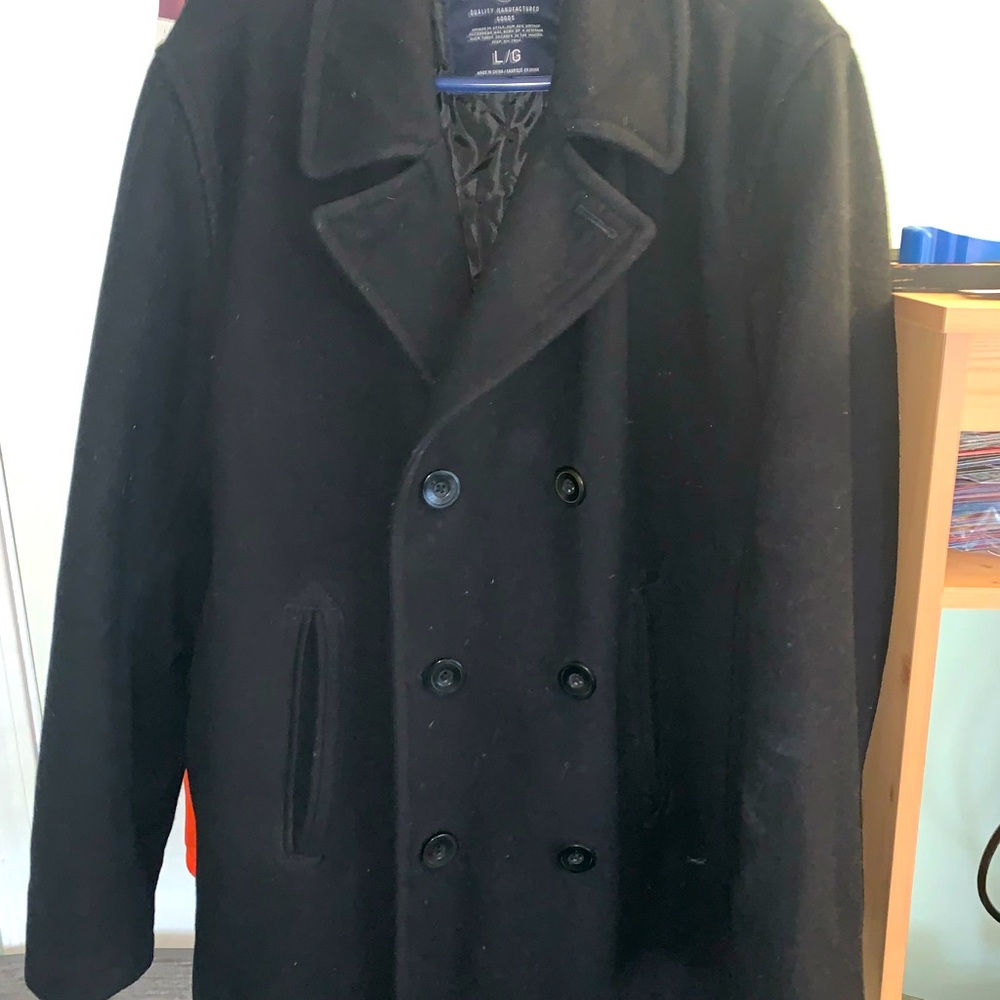 American Eagle Outfitters  Navy Blue Pea Coat size lg